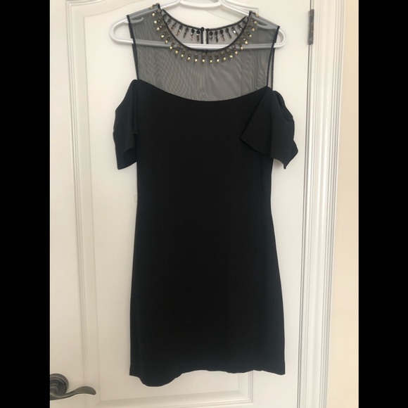 SPECIAL PRICE: Black, BCBG evening dress with jewelled collar and cap sleeve - Picture 5 of 5